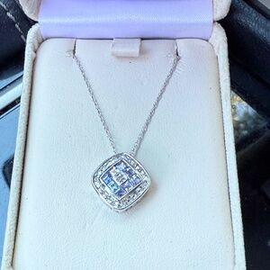 14k white gold tanzanite and diamond necklace